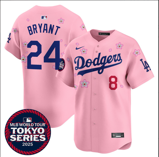 Men Los Angeles Dodgers #24 Bryant Tokyo Series 2025 pink Limited Stitched Jersey